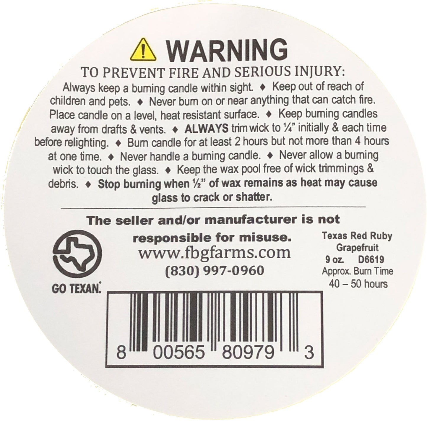 Texas Ruby Red Grapefruit Candle (9 oz.) - Fredericksburg Farms