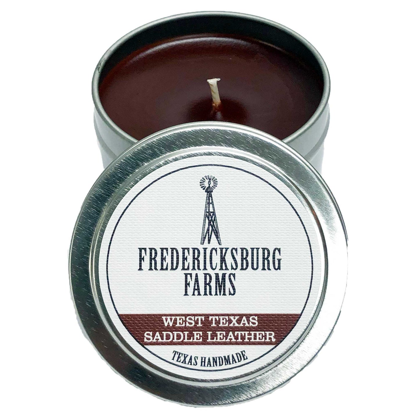 West Texas Saddle Leather Candle Travel Tin - Fredericksburg Farms