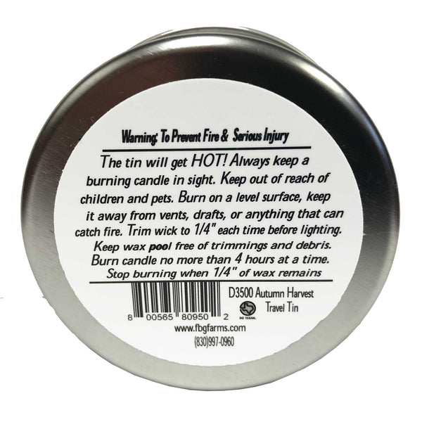 Autumn Harvest Candle Travel Tin - Fredericksburg Farms