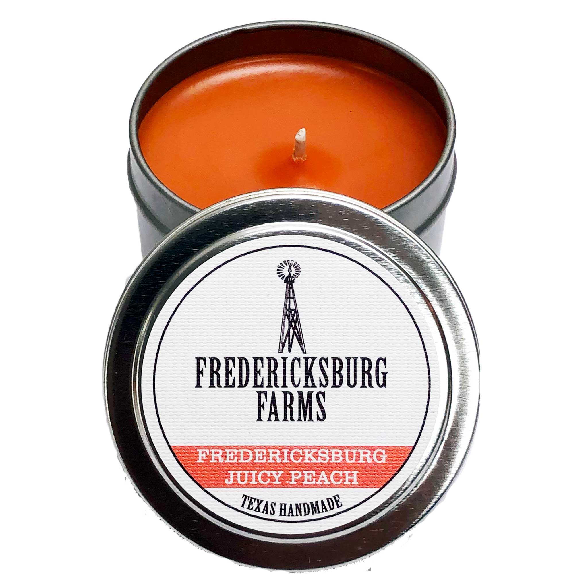 NEW! Fredericksburg Juicy Peach Candle Travel Tin - Fredericksburg Farms