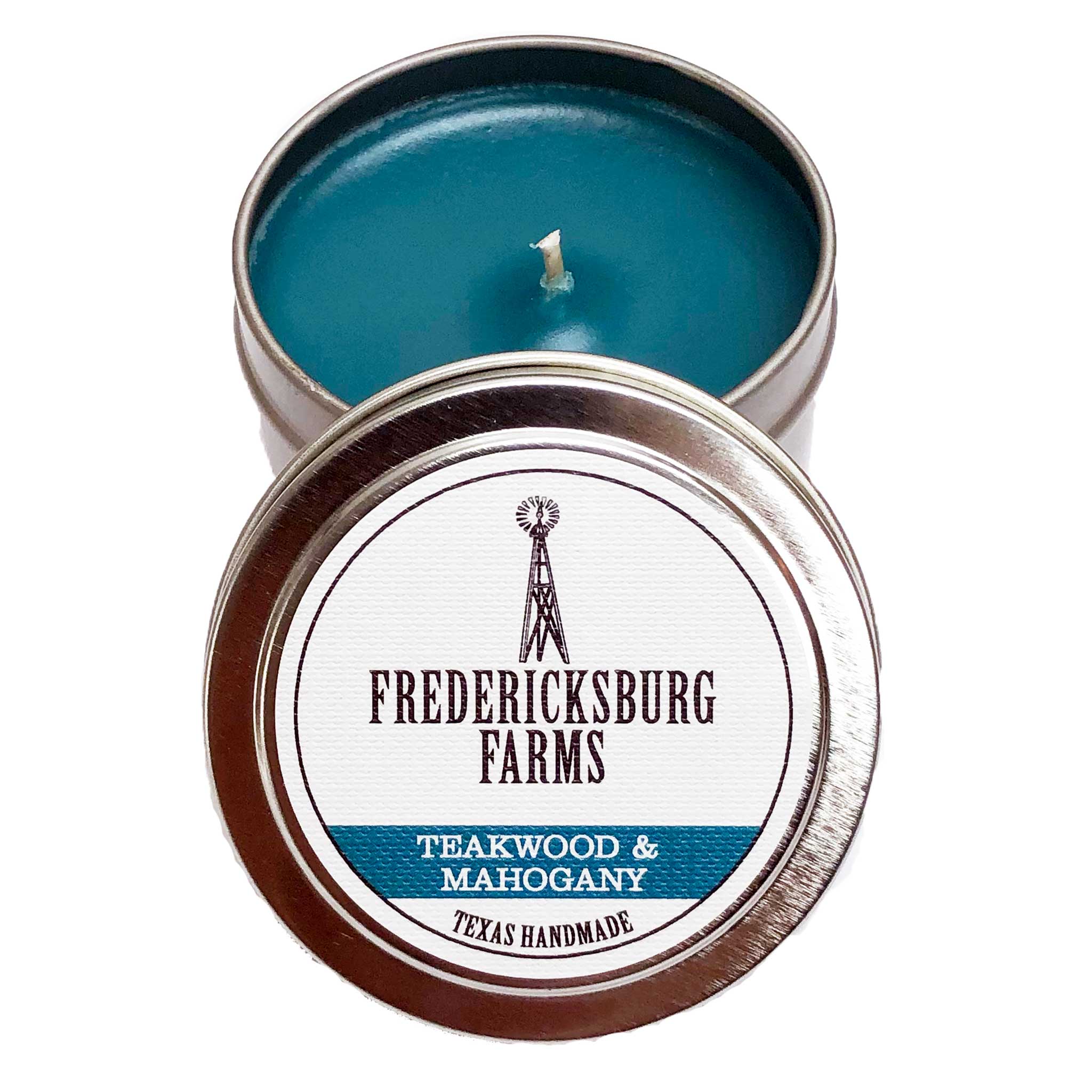 NEW! Teakwood & Mahogany Candle Travel Tin - Fredericksburg Farms