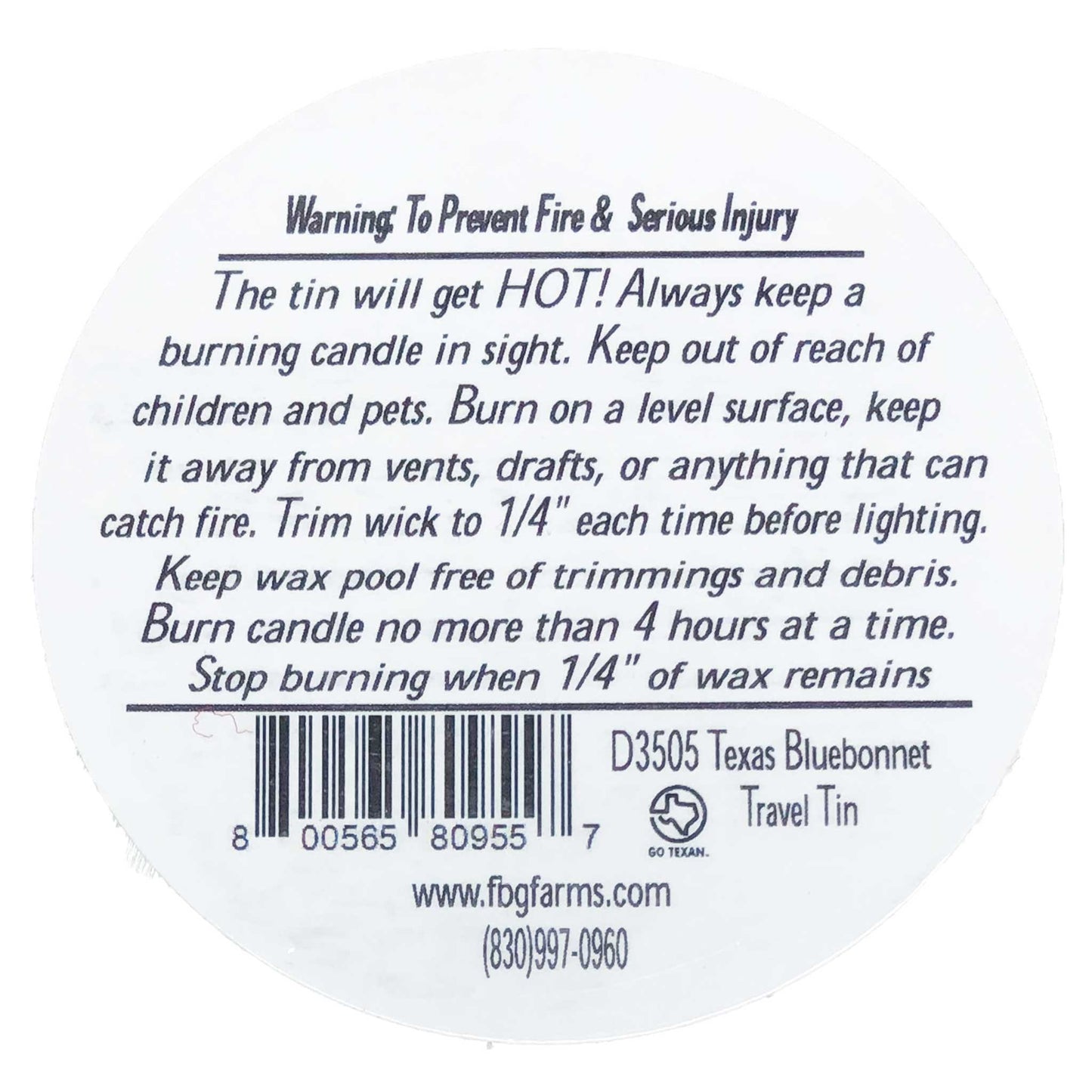 Texas Bluebonnet Candle Travel Tin - Fredericksburg Farms