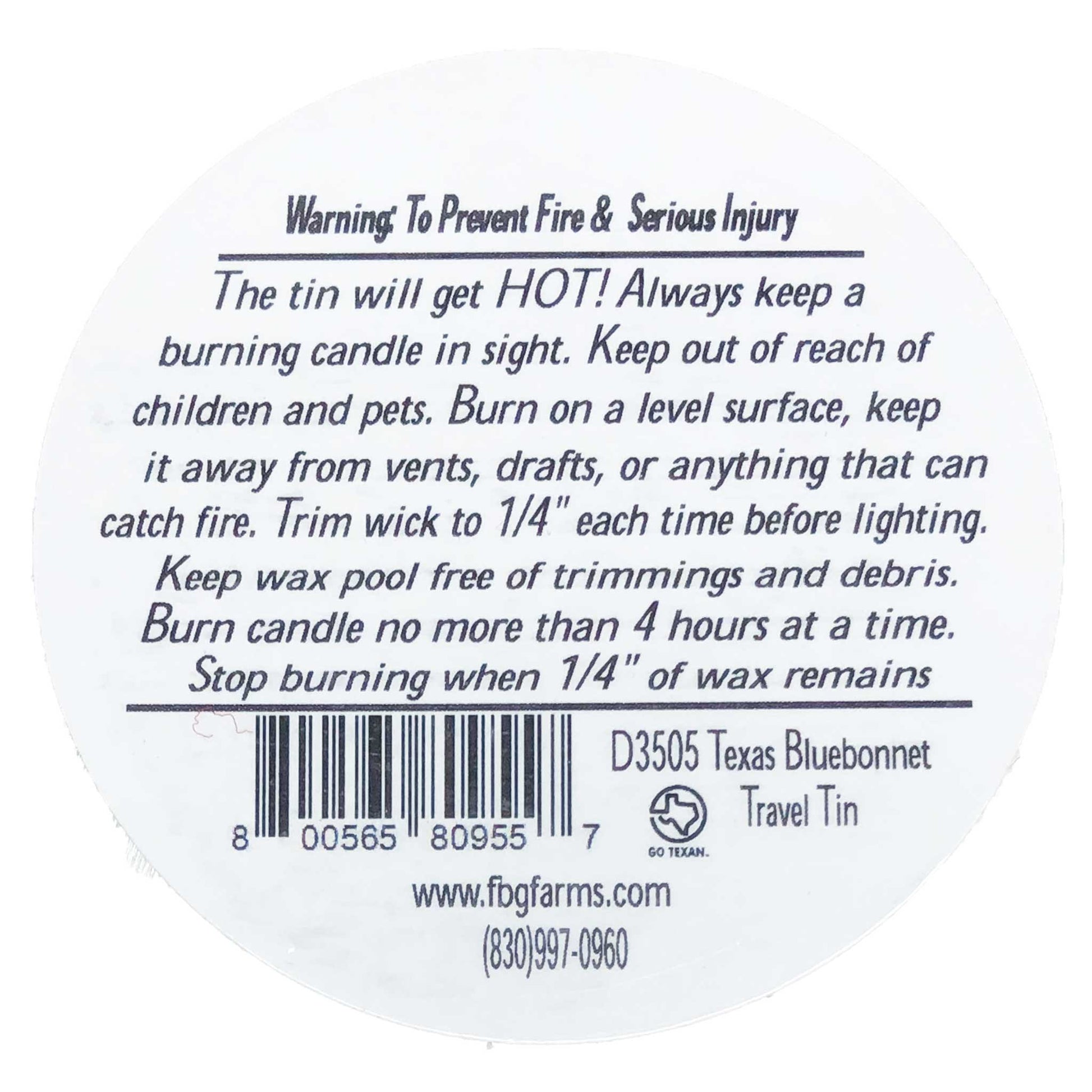Texas Bluebonnet Candle Travel Tin - Fredericksburg Farms